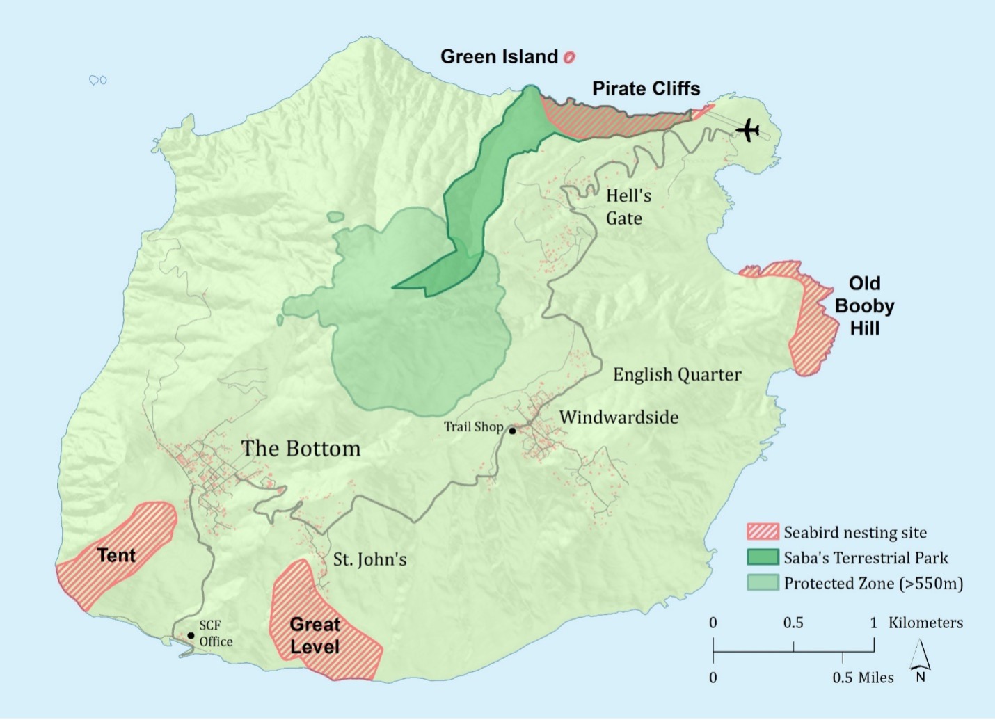 Saba Island Sea bird Nesting Map
